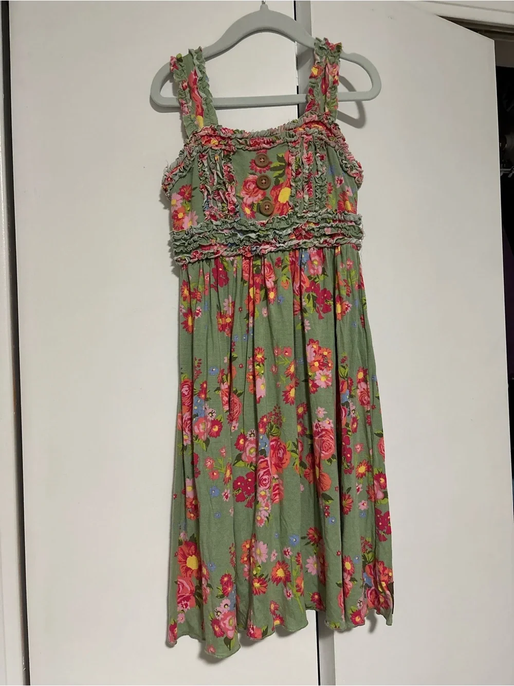 Matilda Jane sleeveless green floral Ruffle Sundress bamboo modal